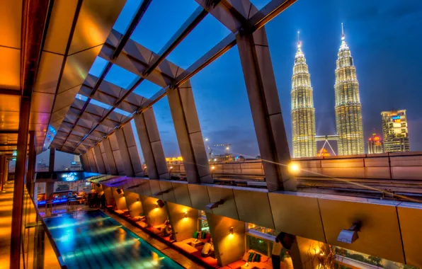 Картинка небоскребы, бассейн, малайзия