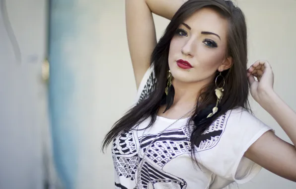 Girl, woman, model, brunette, piercing, female, earrings, piercings