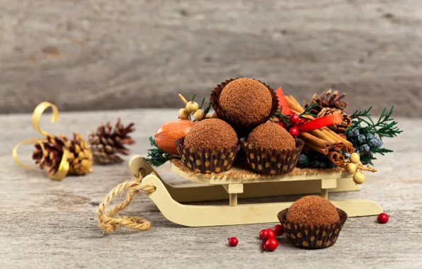 Шоколад, Новый год, корица, шишка, Christmas, выпечка, пирожные, Cake