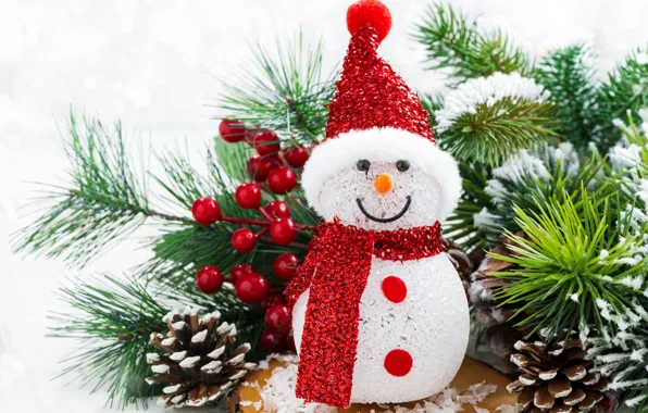 Картинка Christmas, tree, snowman, decoration