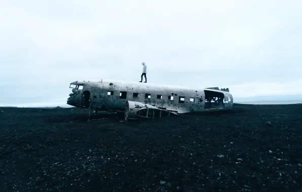Самолет, Человек, Пейзаж, Landscape, Airplane, Man, Фюзеляж, Fuselage