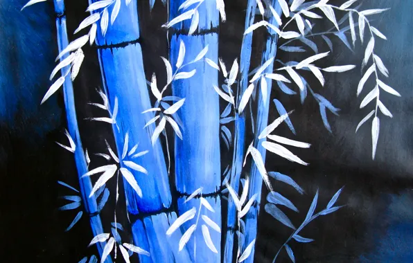 Ночь, темный фон, арт, живопись, bamboo