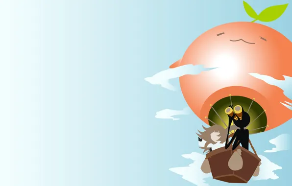 Небо, человек, шар, девочка, бинокль, Deemo