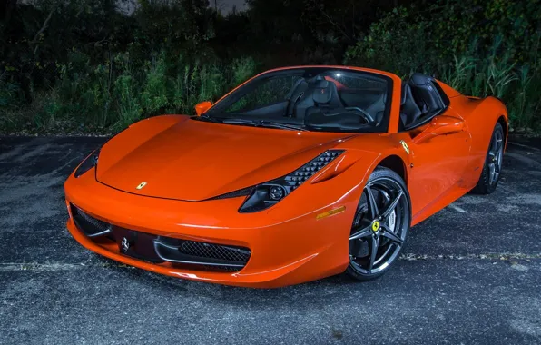 Картинка Оранжевая, Феррари, Ferrari, Orange, 458, Italia, Spider, Supercar