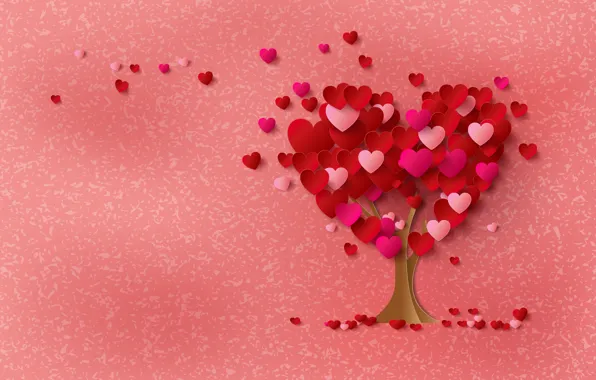 Картинка дерево, сердце, сердечки, love, heart, tree, romantic