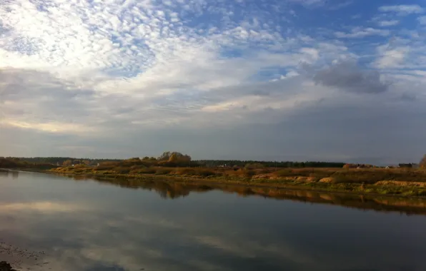 Небо, Облака, Река, Берега