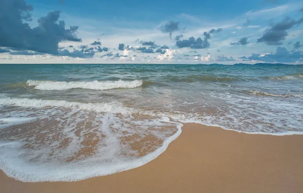 Картинка песок, море, волны, пляж, лето, summer, beach, sea