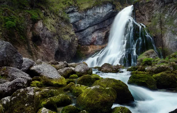 Картинка камни, водопад, waterfall