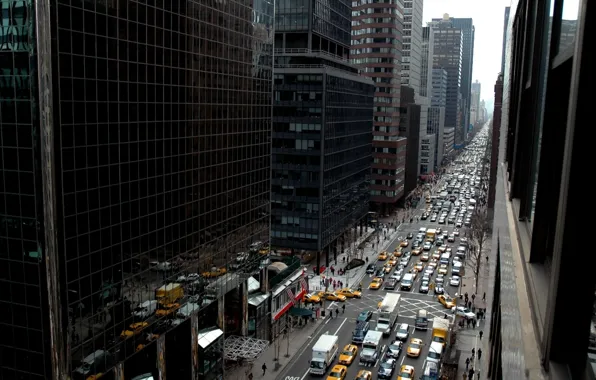 Машины, здания, new york city