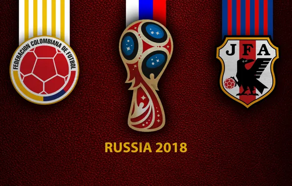 Wallpaper, sport, logo, football, FIFA World Cup, Russia 2018, Colombia vs Japan