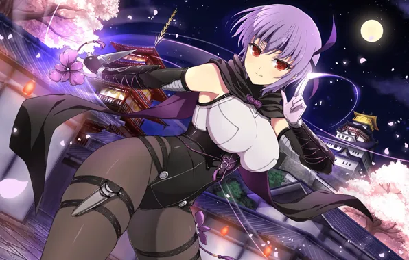 Girl, sexy, boobs, anime, beautiful, red eyes, short hair, pretty