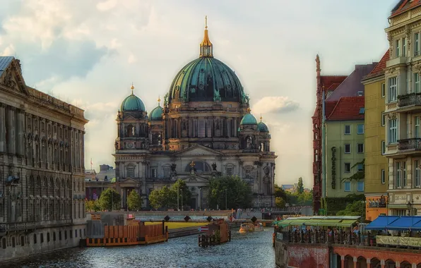 Картинка город, река, здания, Германия, Берлин