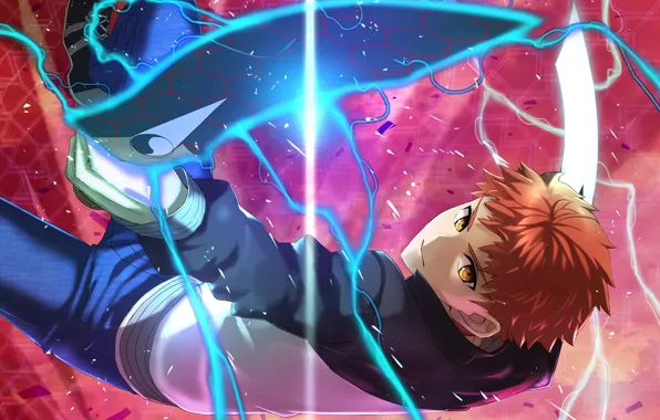 Взгляд, энергия, аниме, арт, парень, мечи, Эмия Широ, Fate / Stay Night