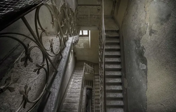 Картинка мрак, интерьер, лестница