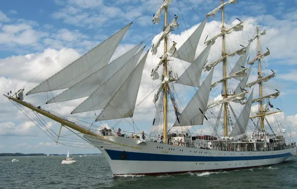 Море, корабль, парусник, паруса, МИР, мачты
