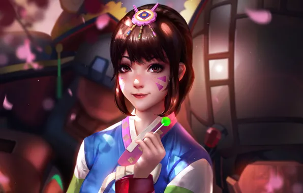 Девушка, Brown Eyes, Brown Hair, Overwatch, D.Va