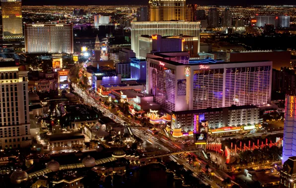 Картинка city, город, огни, вечер, USA, Лас Вегас, казино, Las Vegas