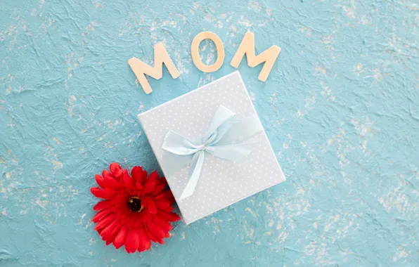 Цветок, подарок, надпись, Mothers day