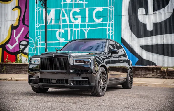 Картинка Rolls Royce, Black, SUV, Luxury, Brick, Cullinan