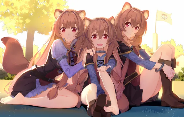 Girl, long hair, dress, legs, animal ears, anime, beautiful, twintails