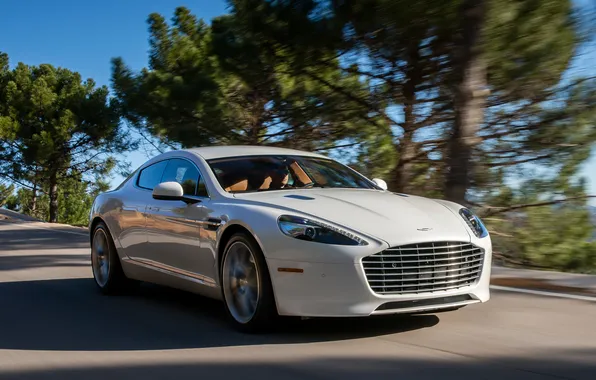 Картинка машина, деревья, Aston Martin, скорость, суперкар, Rapide S