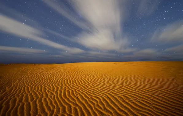 Облака, ночь, дюны, Аргентина, Miramar