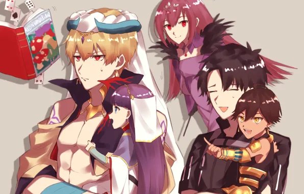 Девушка, дети, парни, Гильгамеш, Fate / Grand Order, Судьба великая кампания