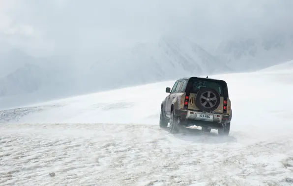 Снег, Land Rover, snow, Defender, Land Rover Defender, Land Rover Defender 90 D240 SE, 90 …