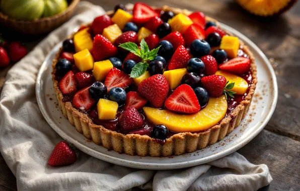 Ягоды, торт, фрукты, cake, fruits, dessert, berries