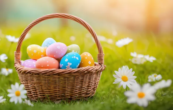 Картинка цветы, яйца, весна, colorful, Пасха, happy, flowers, spring