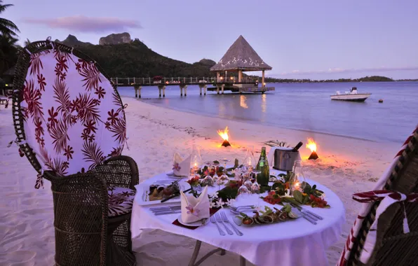 Пляж, океан, романтика, вечер, ocean, evening, romantic, paradise