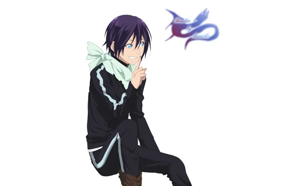 Улыбка, аниме, шарф, арт, парень, Бездомный Бог, Noragami, Ято