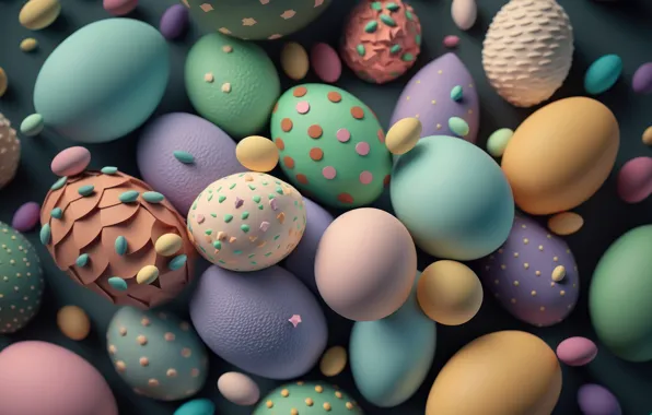 Яйца, colorful, Пасха, happy, background, Easter, eggs, decoration
