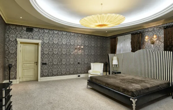 Дизайн, обои, вилла, кровать, роскошь, Design, спальня, Interior