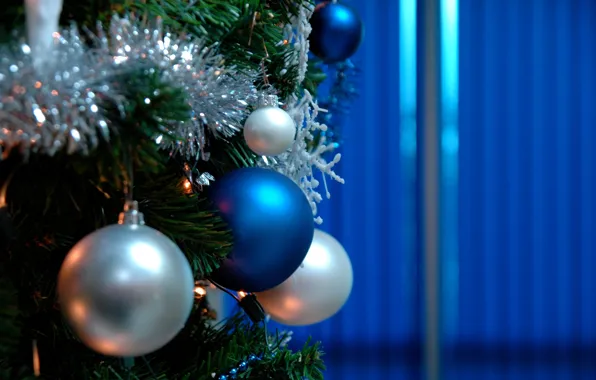 Фон, праздник, widescreen, обои, игрушки, елка, новый год, шар