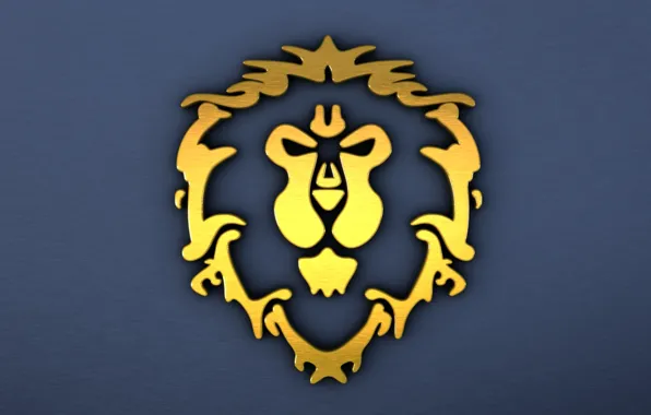 Cinema, golden, logo, game, Warcraft, blue, wow, lion