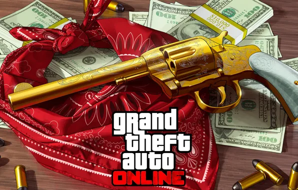 Деньги, золотой, gold, револьвер, бандана, gta online