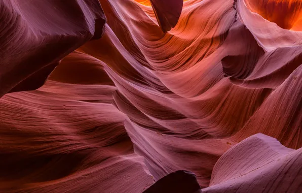 Скалы, текстура, США, штат Аризона, каньон Антилопы