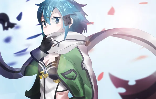 Девушка, шарф, Мастера меча онлайн, Sword Art Online, Синон