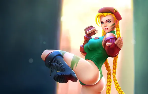 Попа, грудь, девушка, арт, боец, Cammy, Street Fighter, Cammy White