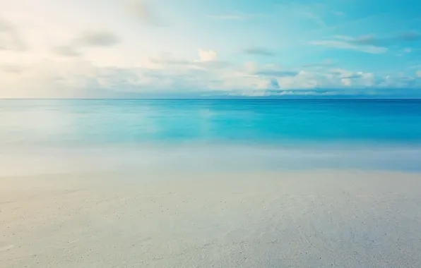 Картинка песок, море, пляж, небо, вода, облака, пейзаж, природа