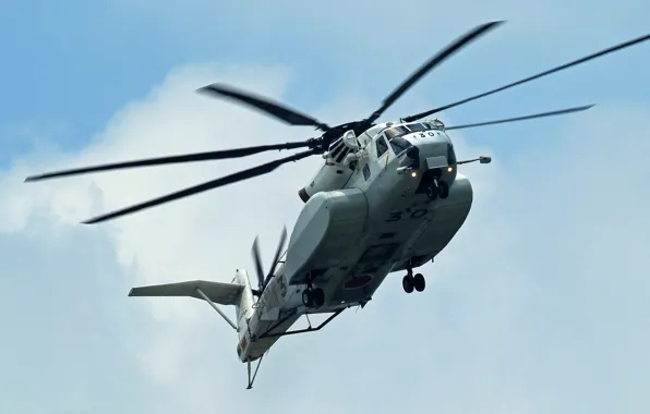 Картинка полёт, вертолёт, военный, Sikorsky, транспортный, тяжёлый, Sea Stallion, CH-53E