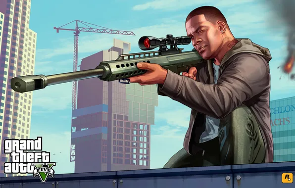 Картинка оружие, франклин, Grand Theft Auto V, Rockstar Games, gta5, лос сантос
