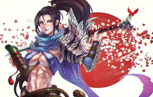 Грудь, девушка, меч, League of Legends, fan art, yasuo