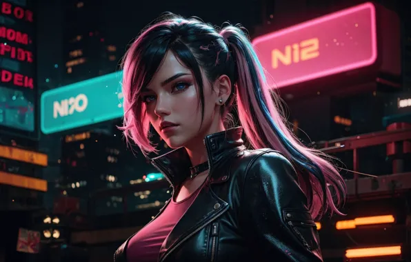 Картинка girl, cyberpunk, move