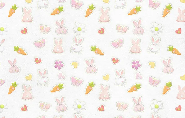 Бабочки, фон, обои, текстура, морковка, кролик, зайцы, детская