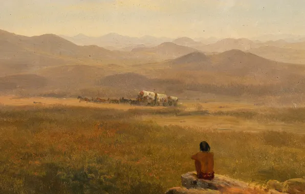 Пейзаж, картина, Альберт Бирштадт, Настороже