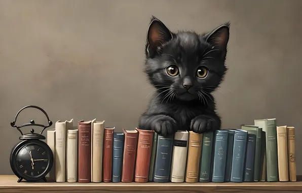 Кошка, взгляд, поза, котенок, мордашка, ИИ-арт, нейросеть