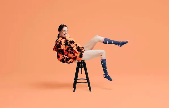 Woman, beautiful, model, sweet, socks, charming, stool