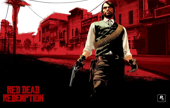 Картинка мужик, Игры, game, rockstar, red dead redemption, с револьвером